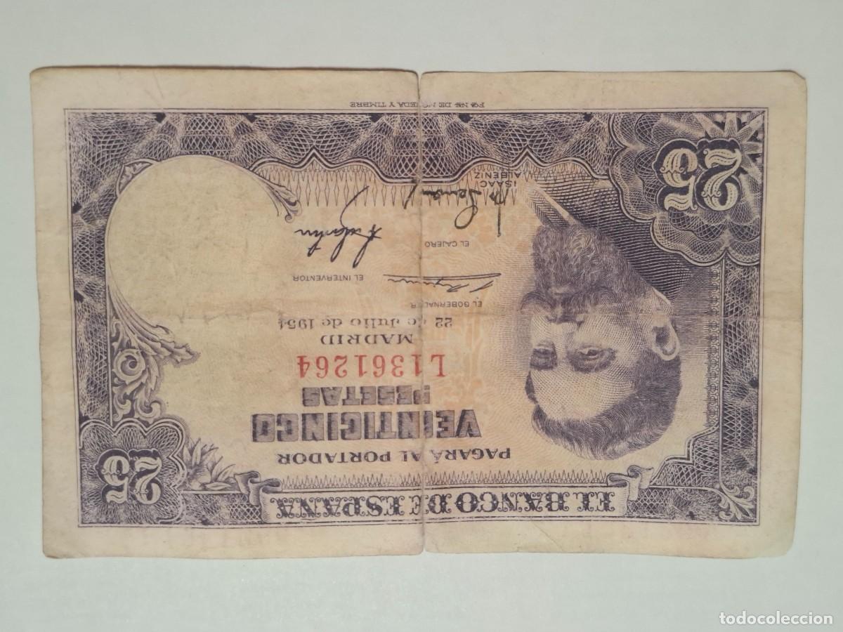 Billetes espa&ntilde;oles: 25 PESETAS DE 1954 SERIE L-264
