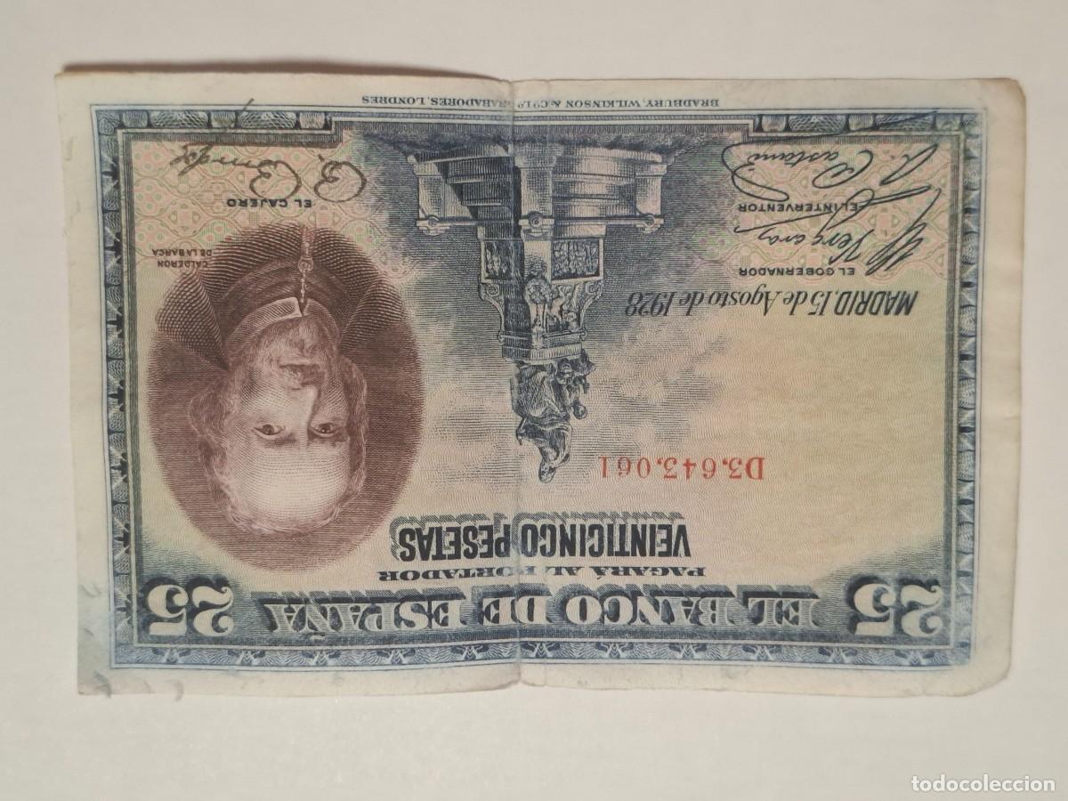 Billetes espa&ntilde;oles: 25 PESETAS DE 1928 SERIE D-061