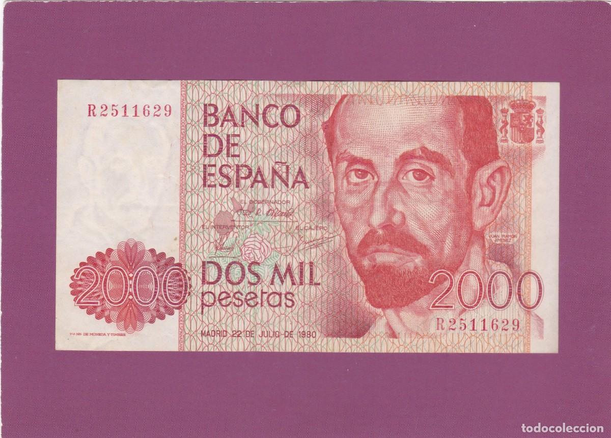 Billetes espa&ntilde;oles: BILLETE DOS MIL PESETAS (1980) - JUAN RAM&Oacute;N JIMENEZ - SERIE R 2511629 - 2000 PESETAS