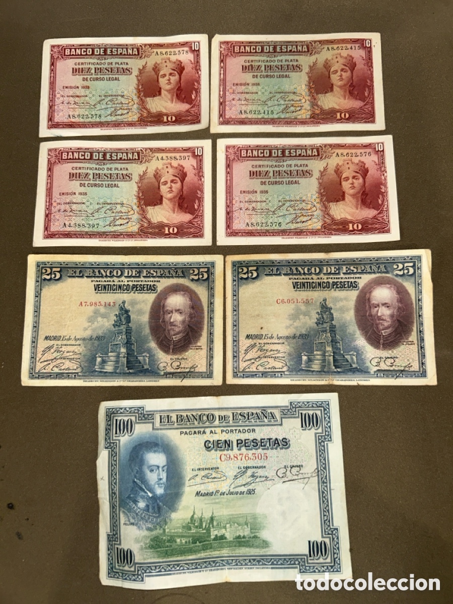 Billetes espa&ntilde;oles: LOTE DE 7 BILLETES ESPA&Ntilde;OLES DIFERENTES *VER FOTOS*