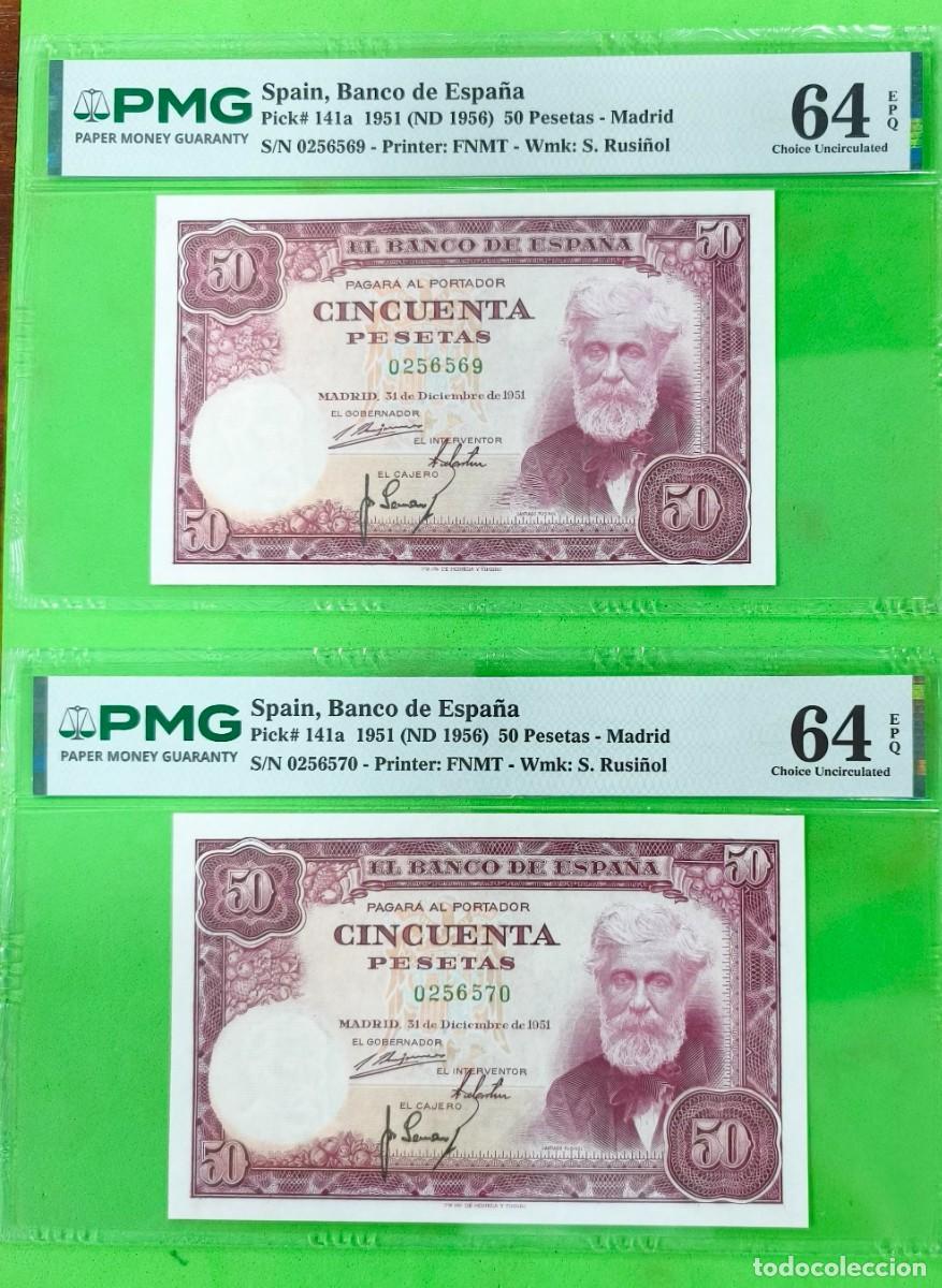 Billetes espa&ntilde;oles: EDIFIL 462. 50 PTAS 31 DE DICIEMRE 1951 SIN SERIE PAREJA CORRELATIVA.PMG 64