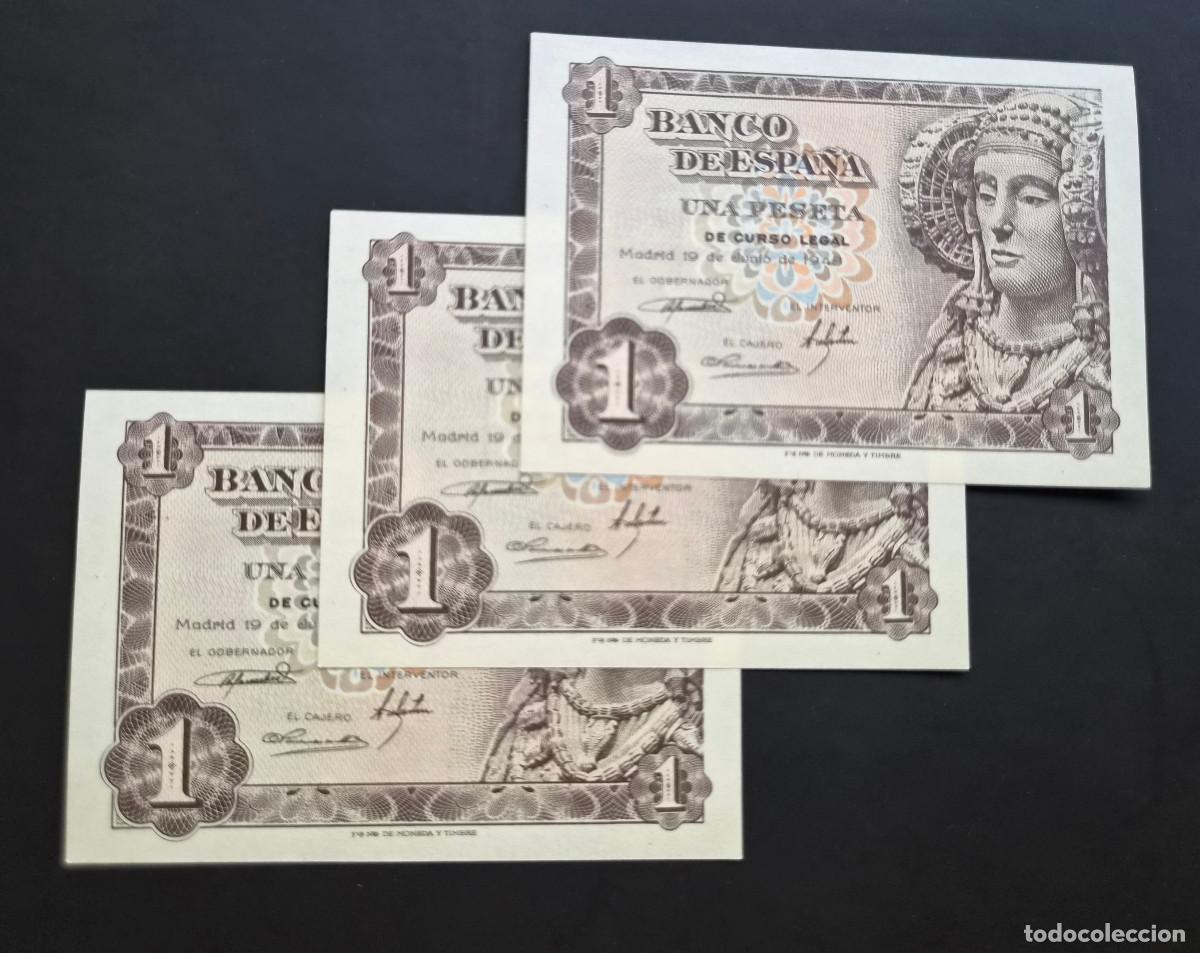 Billetes espa&ntilde;oles: ESPA&Ntilde;A. Lote 3 billetes CORRELATIVOS. SERIE O. BILETE 1 PESETA 1948. Sin Circular