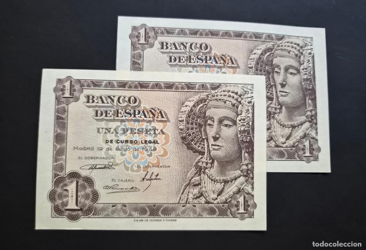 Billetes espa&ntilde;oles: ESPA&Ntilde;A. Lote 2 billetes CORRELATIVOS. SERIE O. BILETE 1 PESETA 1948. Sin Circular