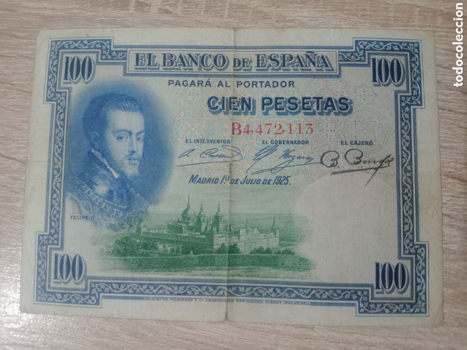 Billetes espa&ntilde;oles: BILLETE DE 100 PESETAS. 1925. CON RESELLO SECO ESTADO ESPA&Ntilde;OL BURGOS. ESPA&Ntilde;A