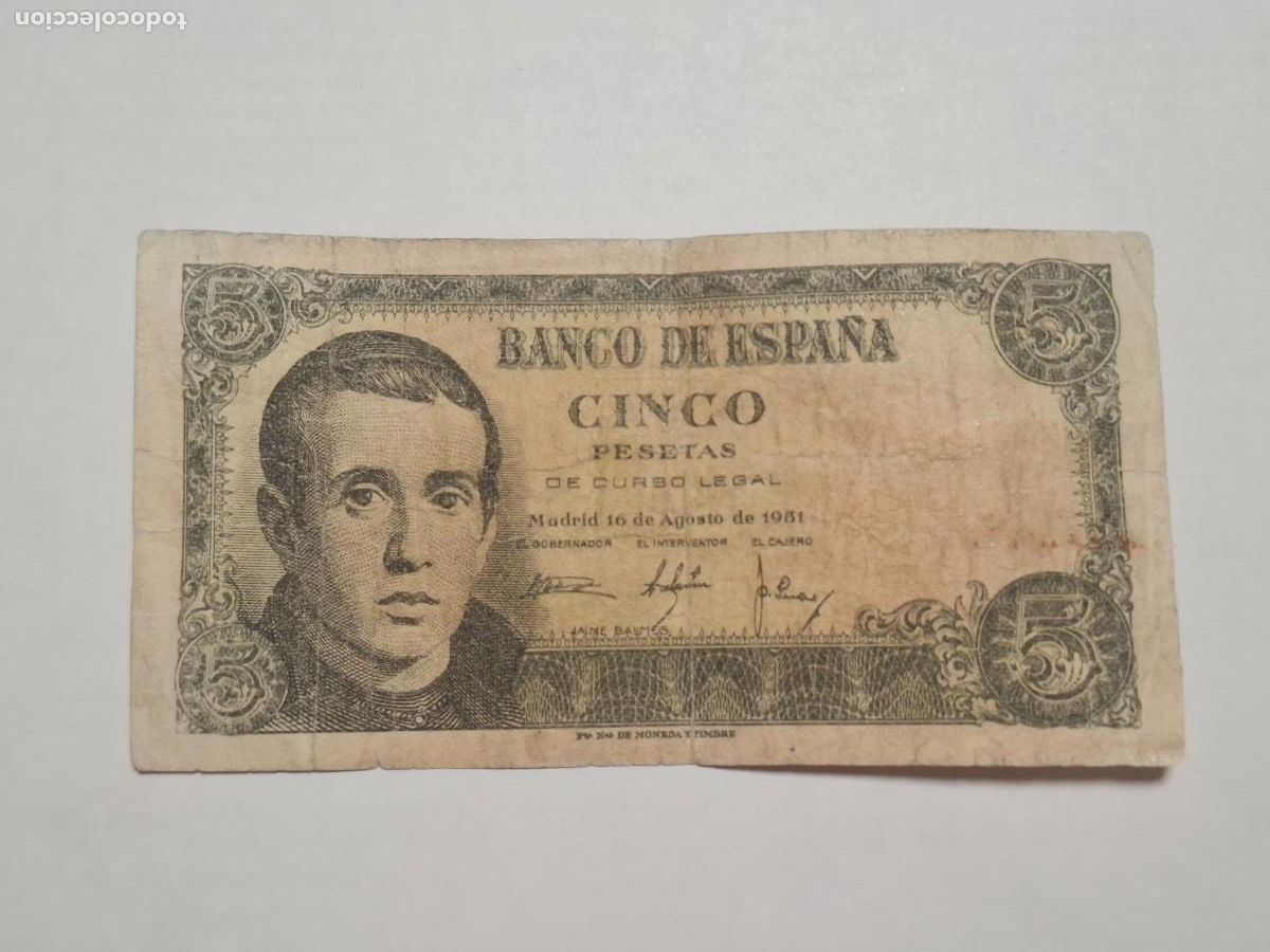 Billetes espa&ntilde;oles: 5 PESETAS DE 1951 SERIE 1G-784