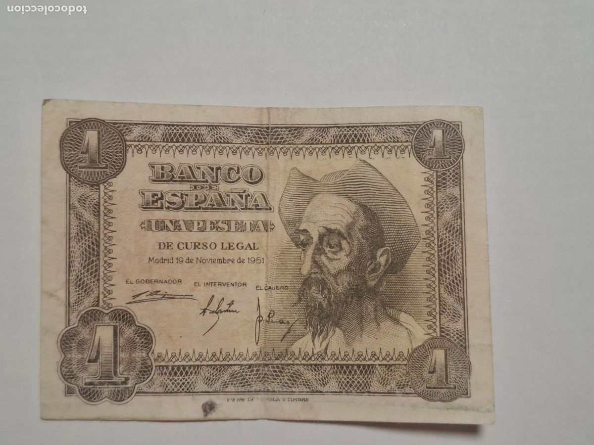 Billetes espa&ntilde;oles: 1 PESETA DE 1951 SERIE L-282