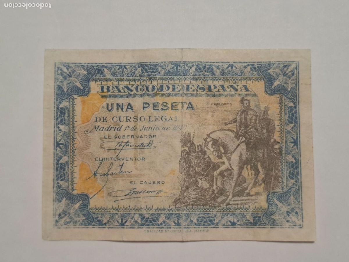 Billetes espa&ntilde;oles: 1 PESETA DE 1940 SERIE B-815 CABALLITO