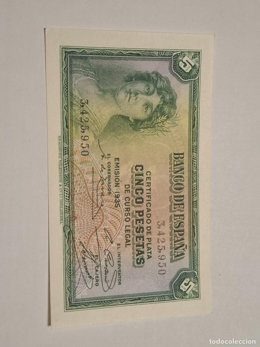 Billetes espa&ntilde;oles: 5 PESETAS DE 1935 SIN SERIE-950 SC