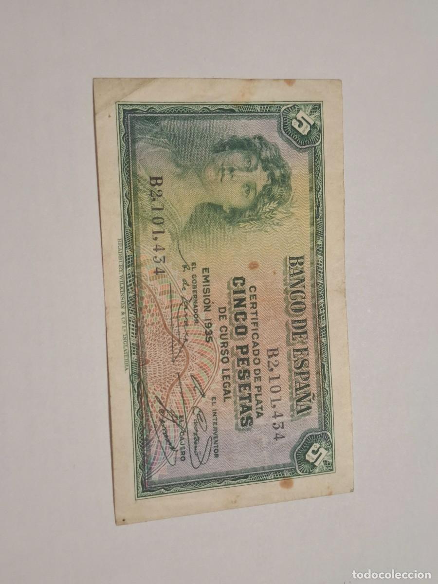 Billetes espa&ntilde;oles: 5 PESETAS DE 1935 SERIE B-434