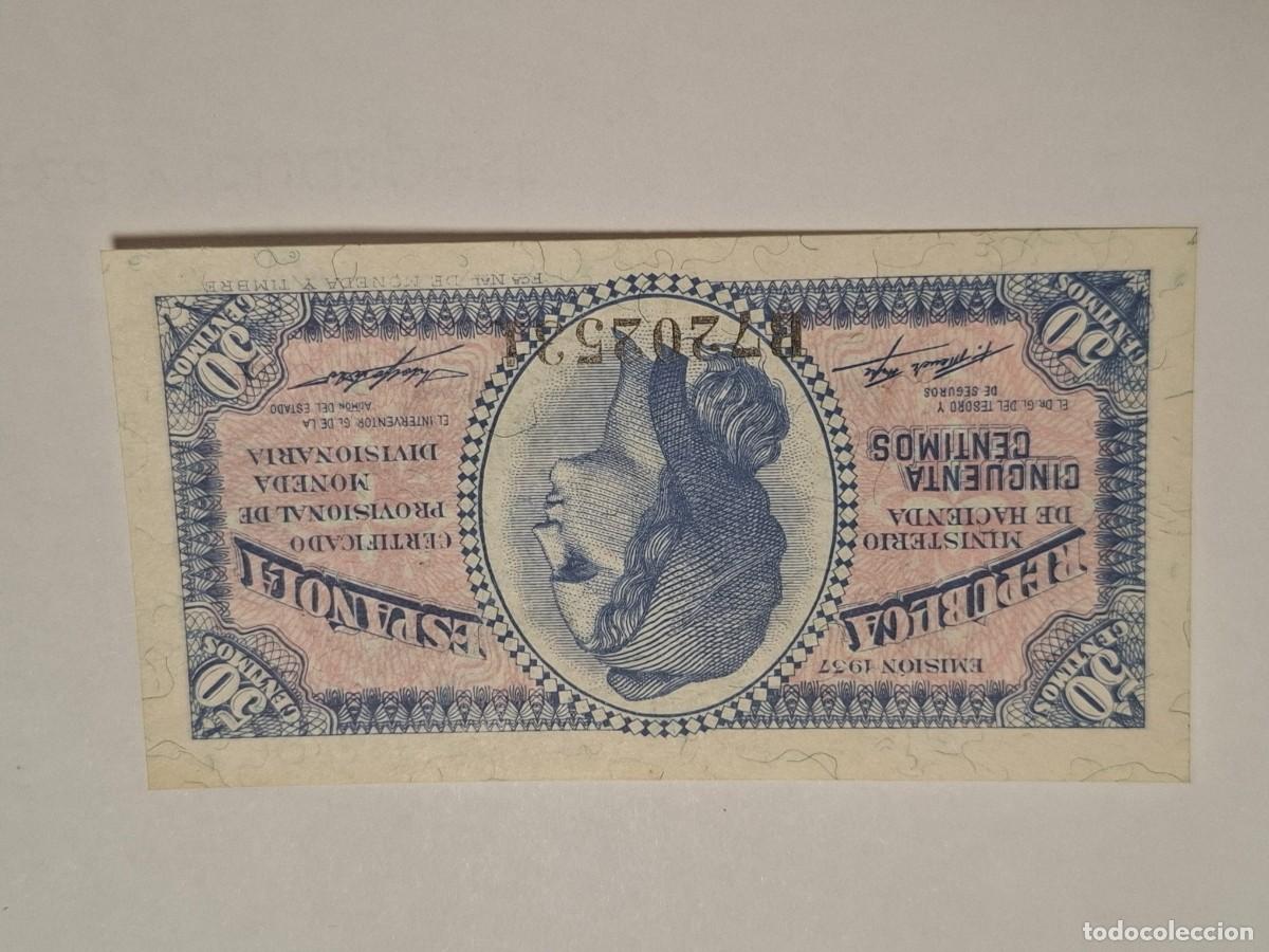 Billetes espa&ntilde;oles: 50 CENTIMOS DE 1937 SERIE B-523 SC