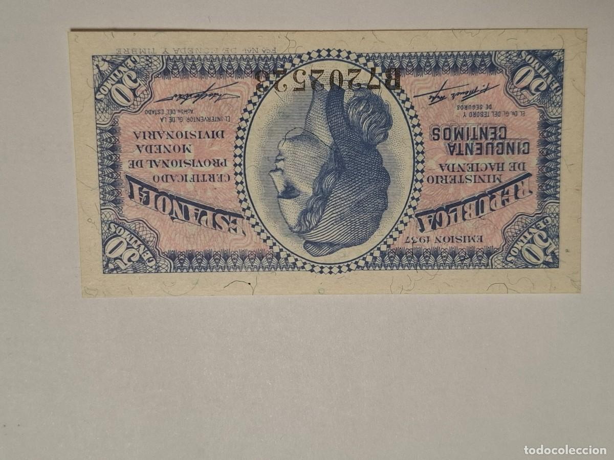 Billetes espa&ntilde;oles: 50 CENTIMOS DE 1937 SERIE B-531 SC