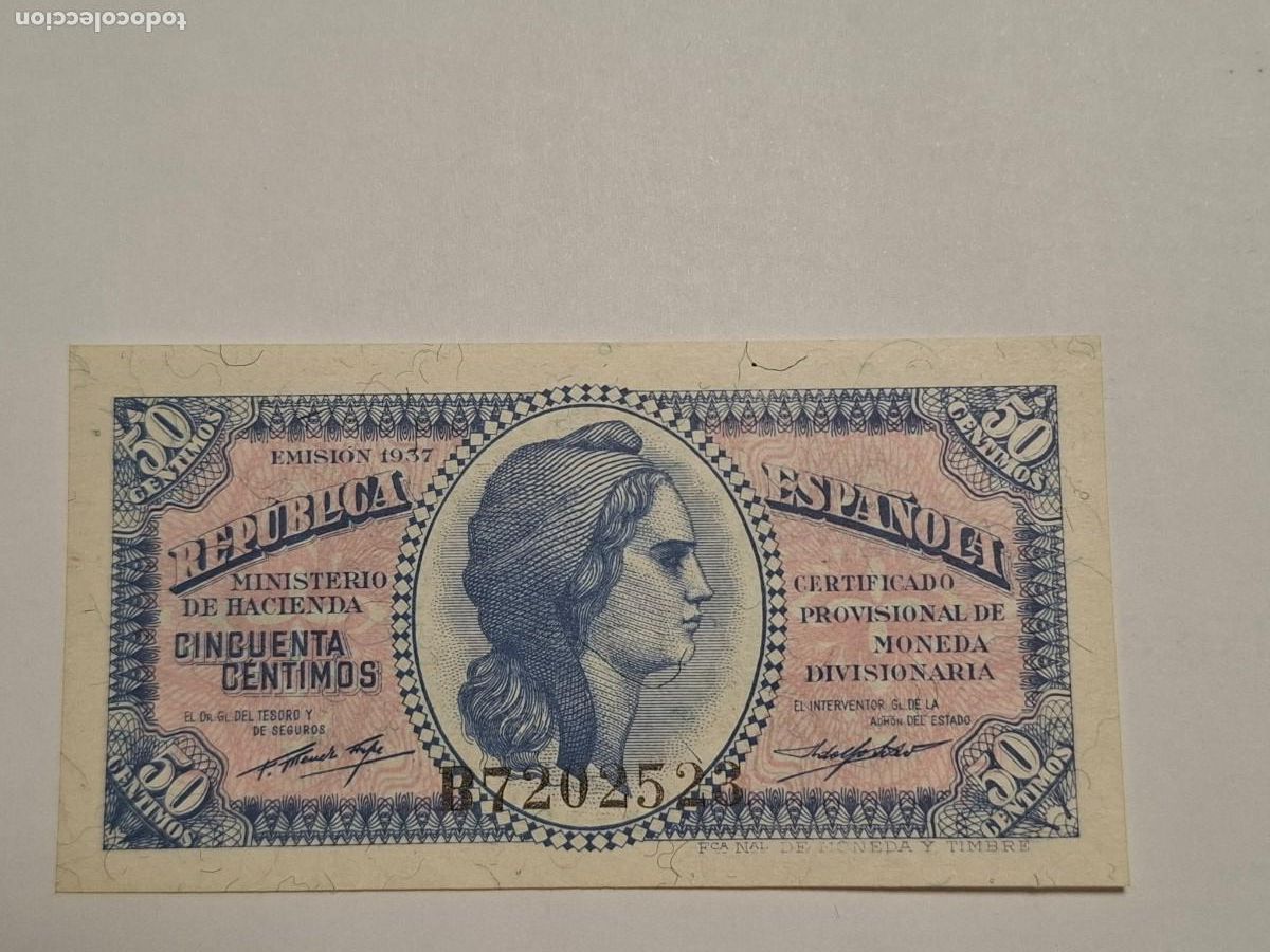 Billetes espa&ntilde;oles: 50 CENTIMOS DE 1937 SERIE B-531 SC