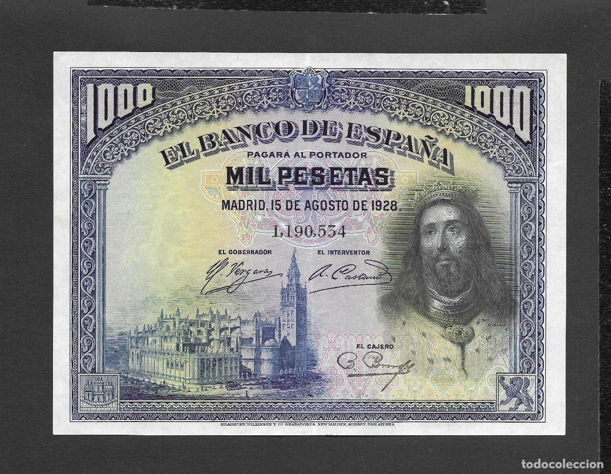 Billetes espa&ntilde;oles: 1000 PESETAS 1928 SIN SERIE EBC+