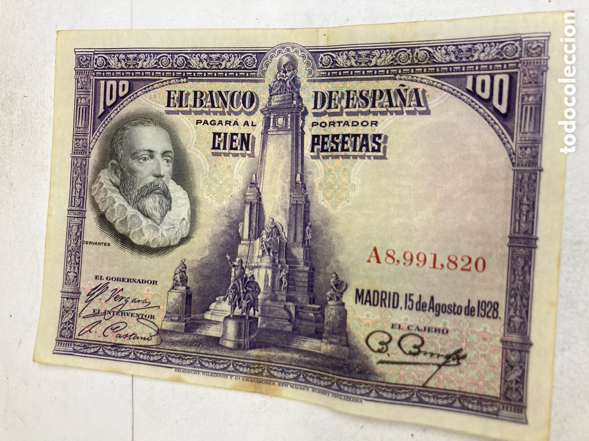 Billetes espa&ntilde;oles: Billete de 100 pesetas 1928