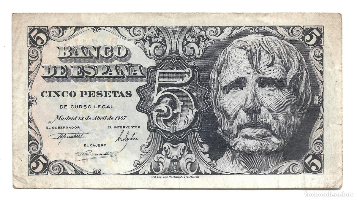Billetes espa&ntilde;oles: Billete de 5 Pesetas - 12 de Abril de 1947 - &rdquo;S&eacute;neca&rdquo;