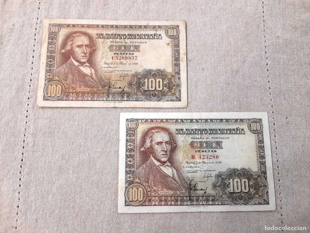 Billetes espa&ntilde;oles: 2 billetes de 100 Pesetas 1948