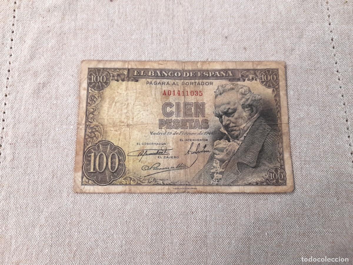 Billetes espa&ntilde;oles: Billete de 100 Pesetas 1946, serie A