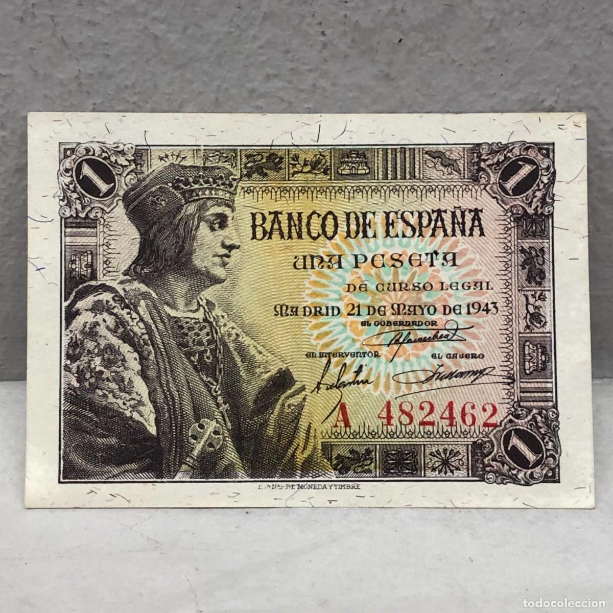 Billetes espa&ntilde;oles: ANTIGUO BILLETE - 21 DE MAYO DE 1943 - FERNANDO EL CAT&Oacute;LICO - 1 PTA - UNA PESETA - MBC+ / 1285