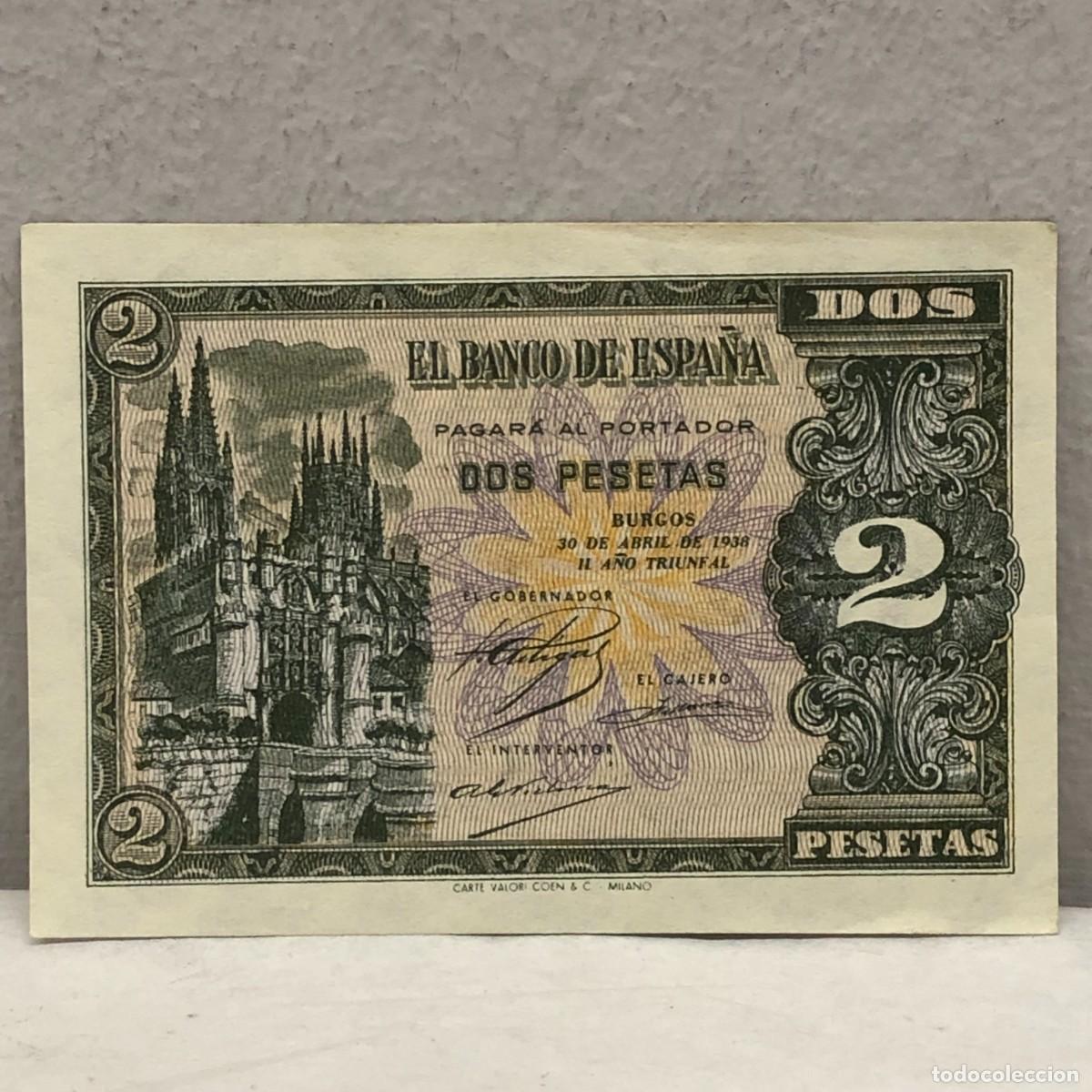 Billetes espa&ntilde;oles: ANTIGUO BILLETE - 30 DE ABRIL DE 1938 - CATEDRAL DE BURGOS - 2 PTAS - DOS PESETAS - MBC+ / 1286
