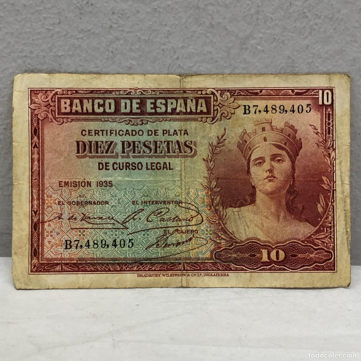 Billetes espa&ntilde;oles: ANTIGUO BILLETE - EMISI&Oacute;N 1935 - REPUBLICA ESPA&Ntilde;OLA - 10 PTAS. - DIEZ PESETAS - MBC+ / 1294