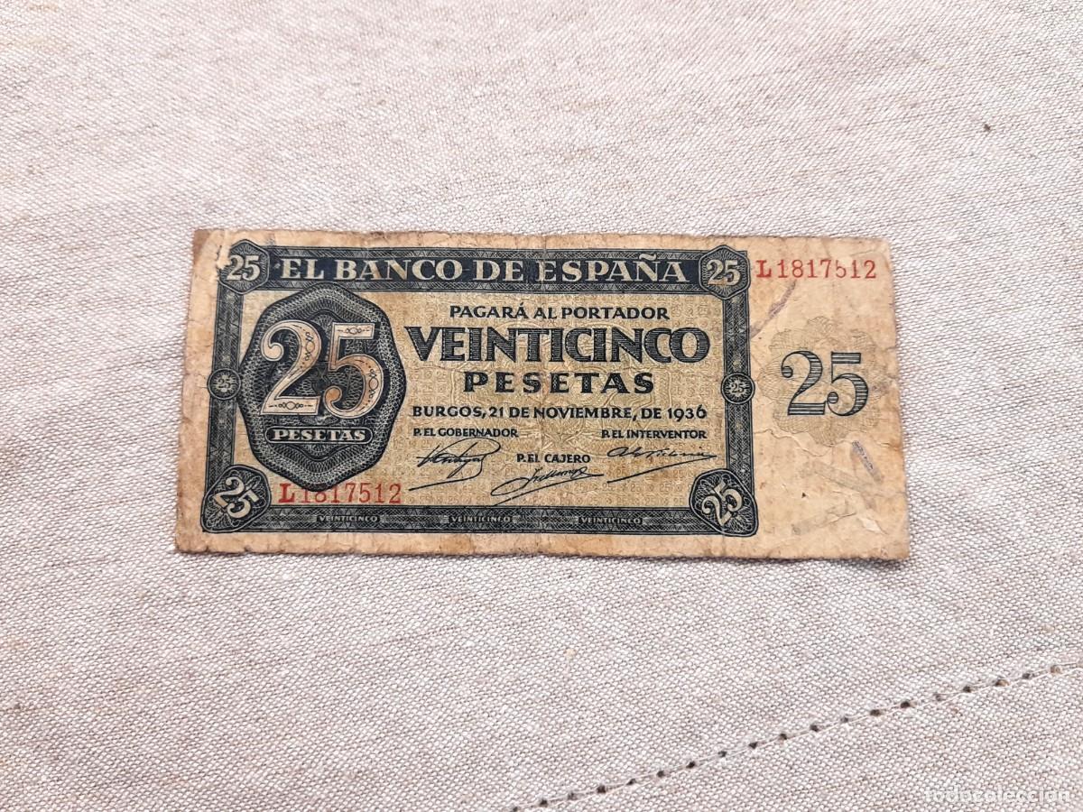 Billetes espa&ntilde;oles: Billete de 25 Pesetas 1936, Burgos