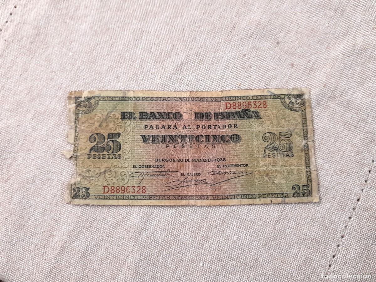 Billetes espa&ntilde;oles: Billete de 25 Pesetas 1938, Burgos