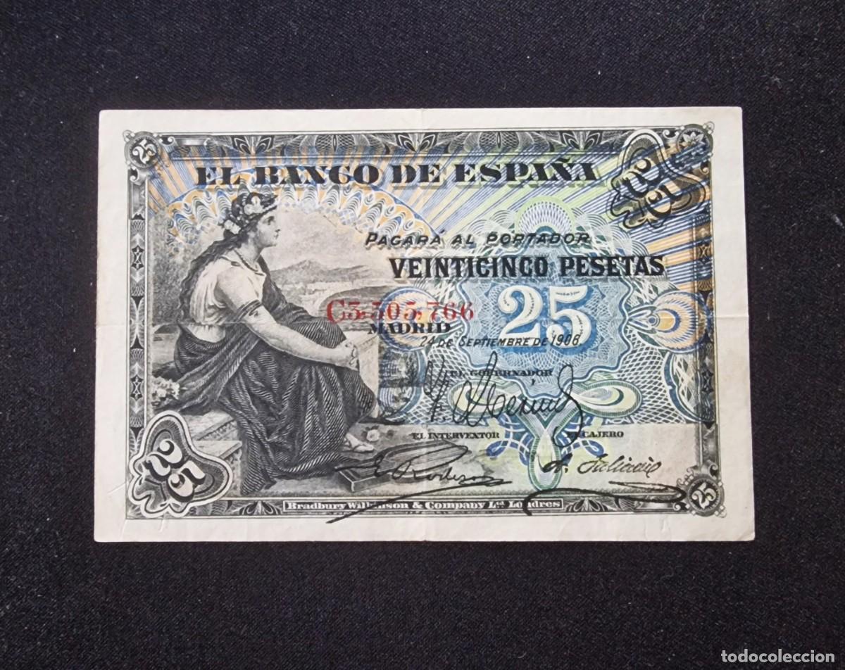 Notas espanholas: CLASICO ALEGORIAS EXCELENTE | SOLO ACEPTO PAYPAL| BILLETE 25 PESETAS 1906 LEER DESCRIPCION