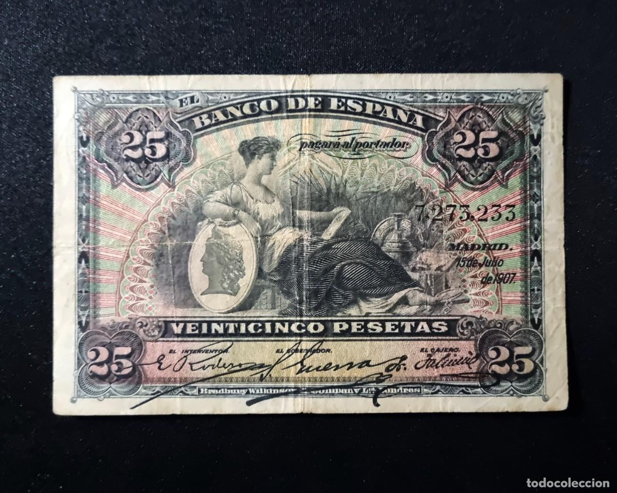 Billetes espa&ntilde;oles: CLASICO ALEGORIAS SELLO / CU&Ntilde;O SECO | SOLO ACEPTO PAYPAL| BILLETE 25 PESETAS 1907 LEER DESCRIPCION