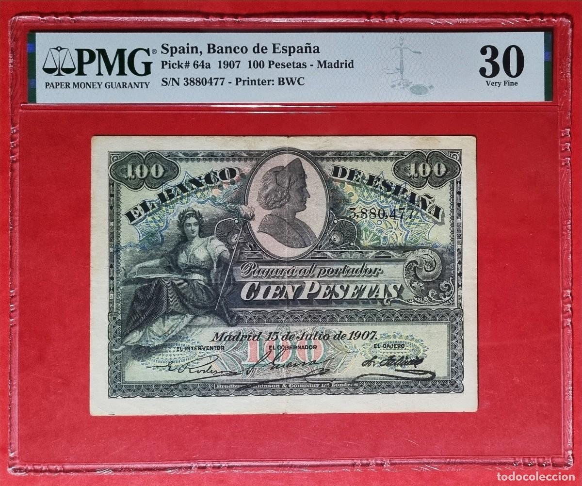 Billetes espa&ntilde;oles: CLASICO ALEGORIAS PMG 30 | SOLO ACEPTO PAYPAL| BILLETE 100 PESETAS 1907 LEER DESCRIPCION