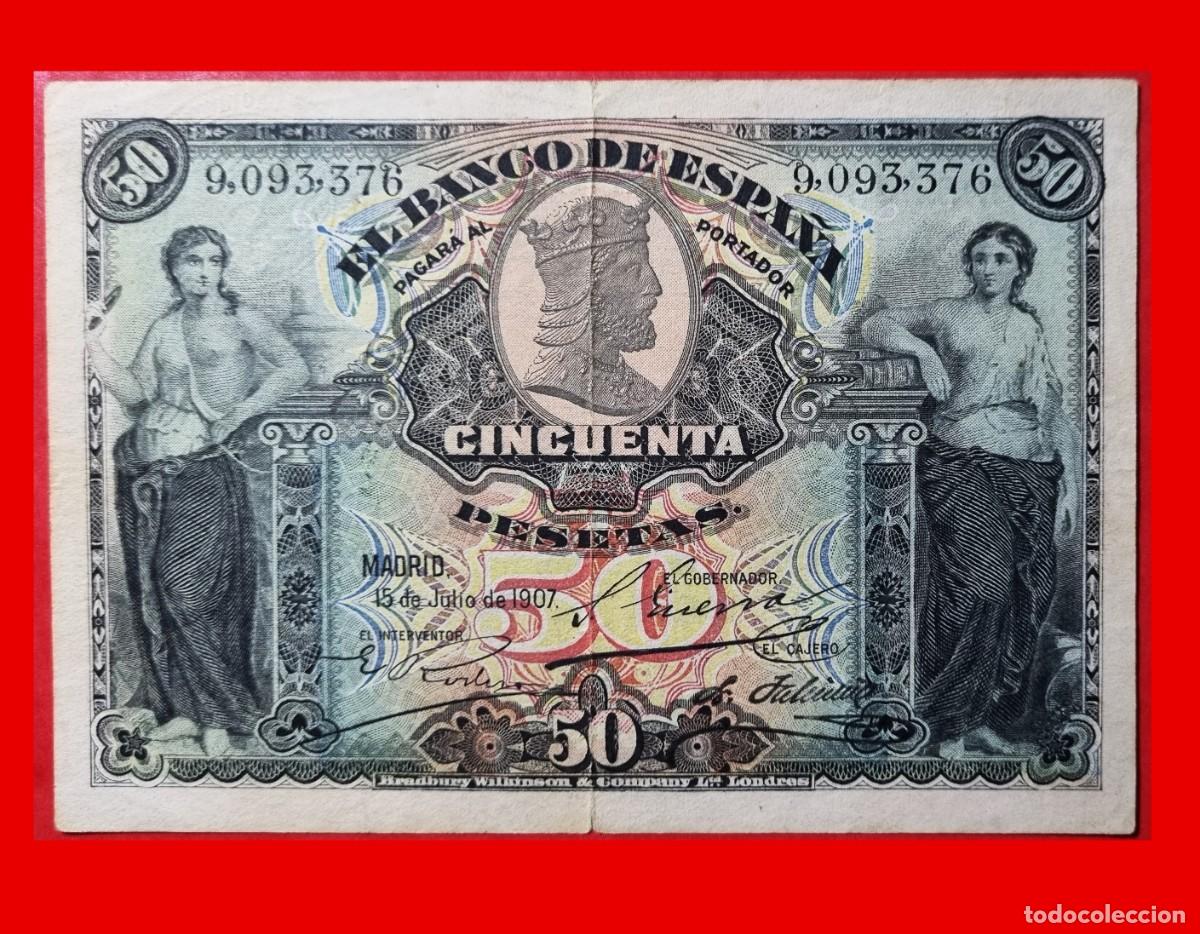 Billetes espa&ntilde;oles: CLASICO ALEGORIAS SELLO / CU&Ntilde;O SECO | SOLO ACEPTO PAYPAL| BILLETE 50 PESETAS 1907 LEER DESCRIPCION