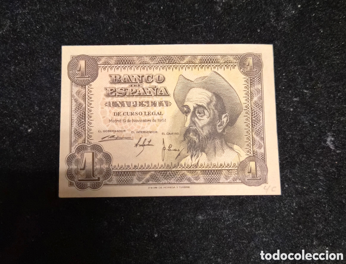 Billetes espa&ntilde;oles: Billete de 1 peseta El Quijote a&ntilde;o 1951