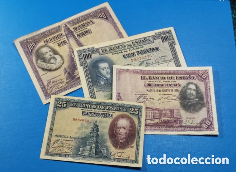 Billetes espa&ntilde;oles: Lote 4 billetes antiguos 1925 / 1928 escasos