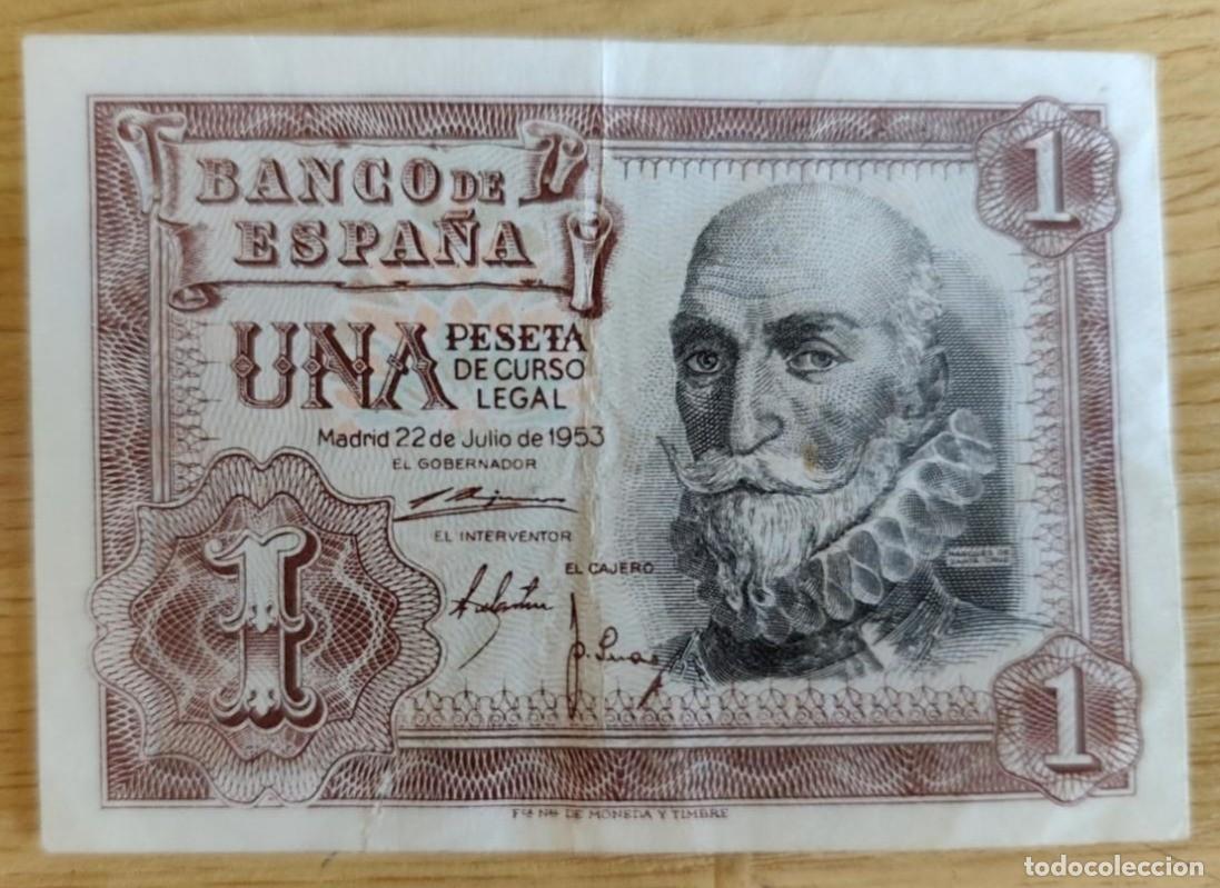 Billetes espa&ntilde;oles: BILLETE de UNA PESETA del 2 de JULIO de 1953 BANCO DE ESPA&Ntilde;A SERIE 1E