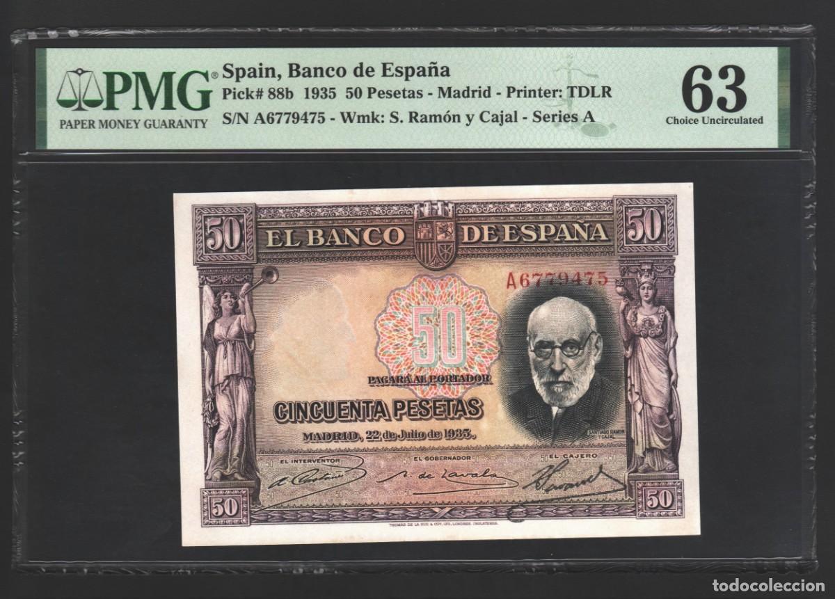 Billetes espa&ntilde;oles: SERIE A * RAMON Y CAJAL PMG | SOLO ACEPTO PAYPAL| BILLETE 50 PESETAS 1935 LEER DESCRIPCION