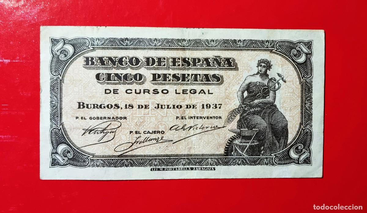 Billetes espa&ntilde;oles: SIN SERIE * ESTADO ESPA&Ntilde;OL PORTABELLA EXCELENTE | SOLO ACEPTO PAYPAL| BILLETE 5 PESETAS 1937 LEER