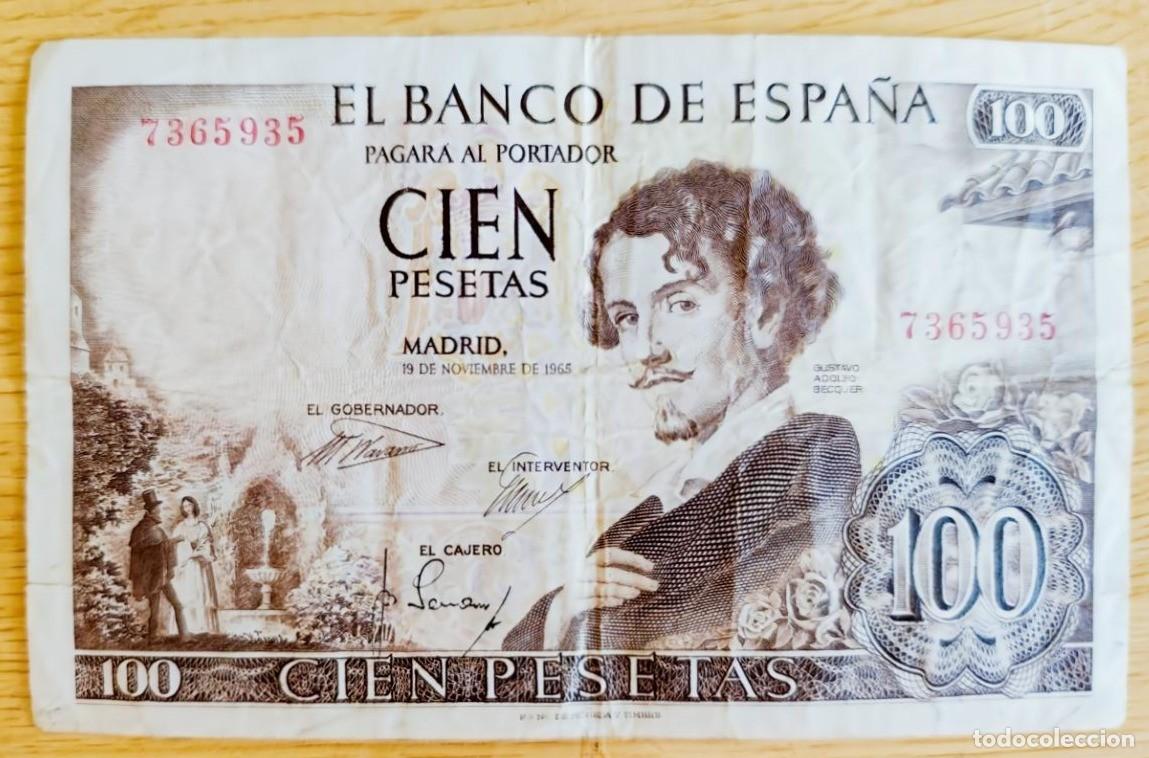 Billetes espa&ntilde;oles: BILLETE de CIEN 100 PESETAS del 19 de Noviembre de 1965 BANCO DE ESPA&Ntilde;A SIN SERIE