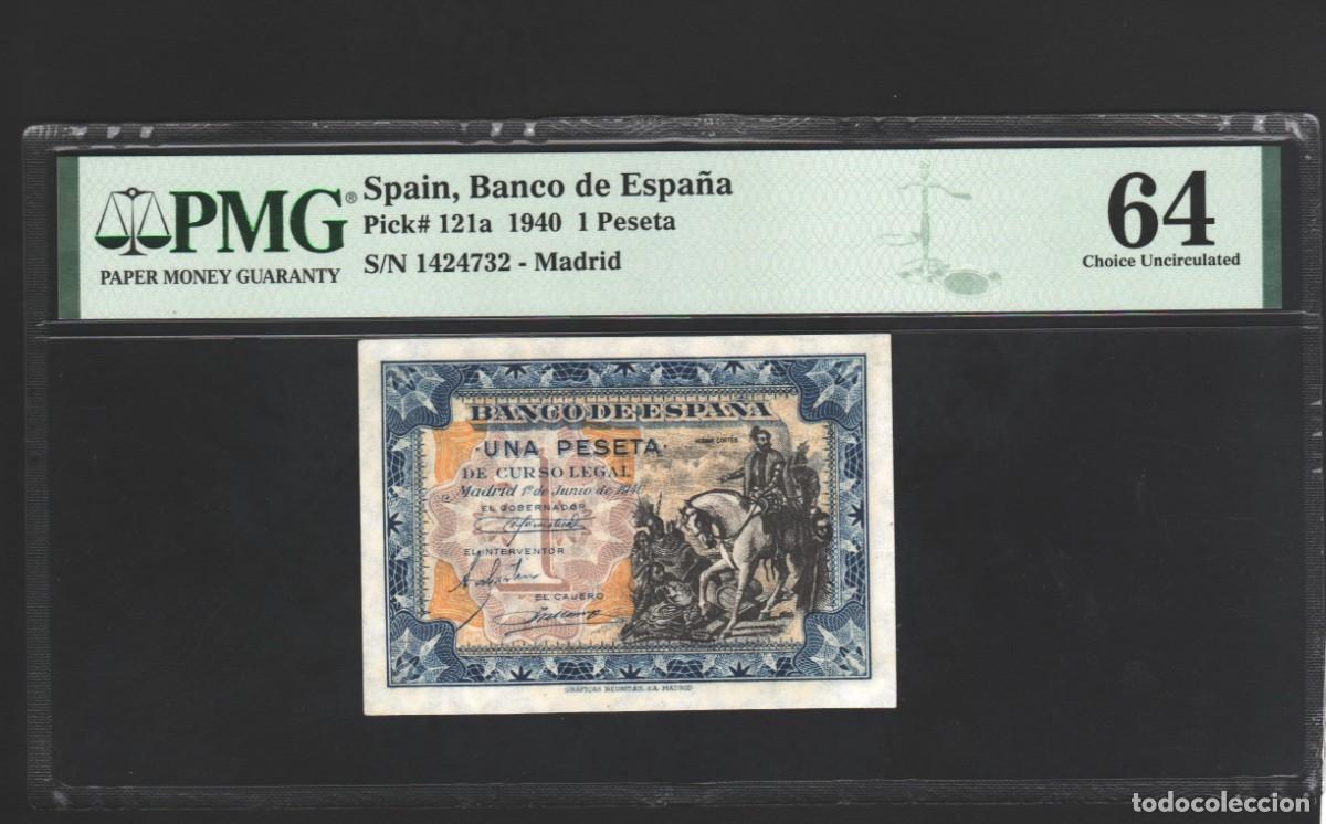 Billetes espa&ntilde;oles: SIN SERIE * ESTADO ESPA&Ntilde;OL PMG | SOLO ACEPTO PAYPAL| BILLETE 1 PESETA 1940 LEER DESCRIPCION