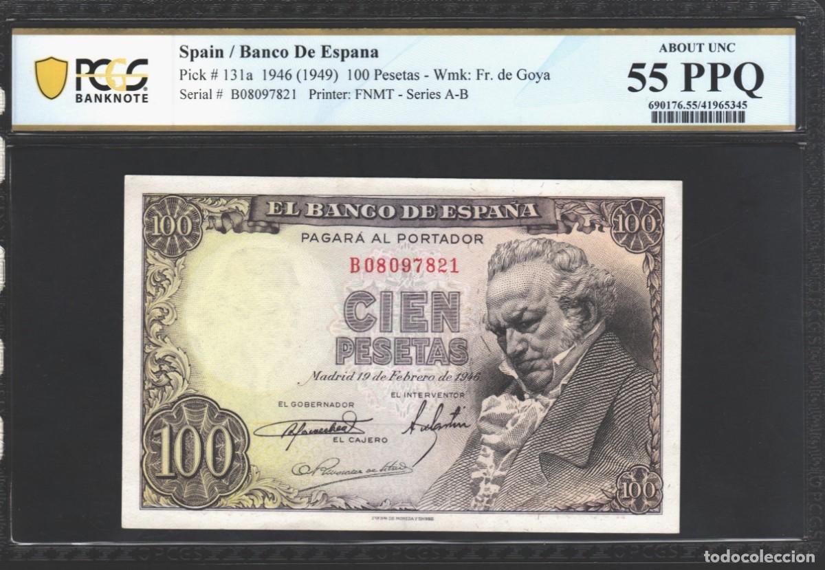 Billetes espa&ntilde;oles: ESTADO ESPA&Ntilde;OL PCGS PPQ | SOLO ACEPTO PAYPAL| BILLETE 100 PESETAS 1946 LEER DESCRIPCION