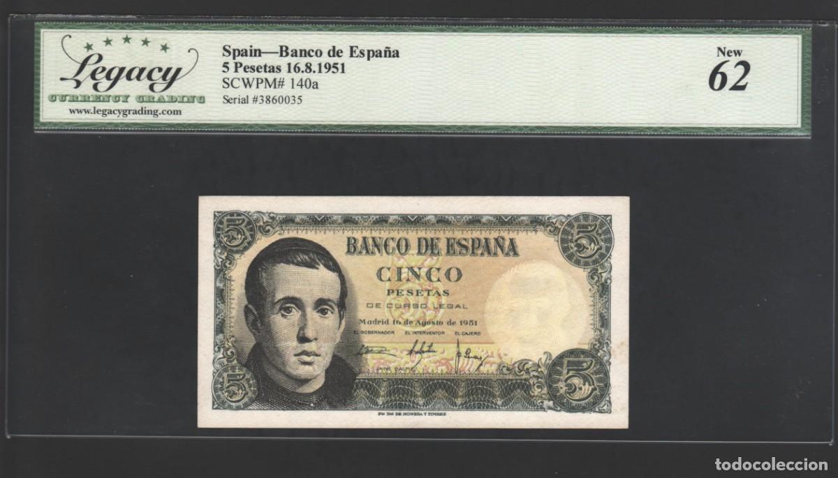 Billetes espa&ntilde;oles: SIN SERIE * ESTADO ESPA&Ntilde;OL LEGACY GRAD | SOLO ACEPTO PAYPAL| BILLETE 5 PESETAS 1951 LEER DESCRIPCION