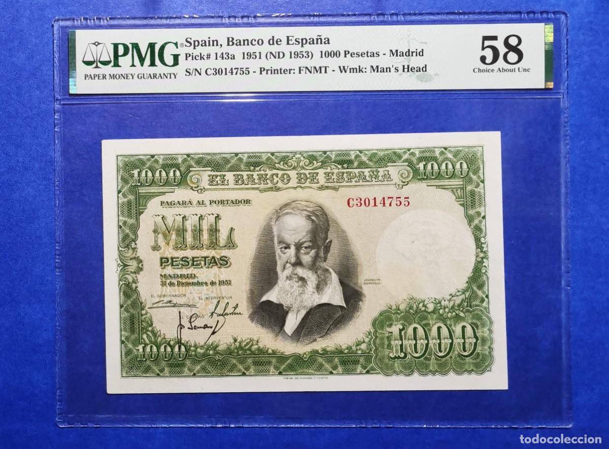 Billetes espa&ntilde;oles: ESTADO ESPA&Ntilde;OL SOROLLA PMG | SOLO ACEPTO PAYPAL| BILLETE 1000 PESETAS 1951 LEER DESCRIPCION