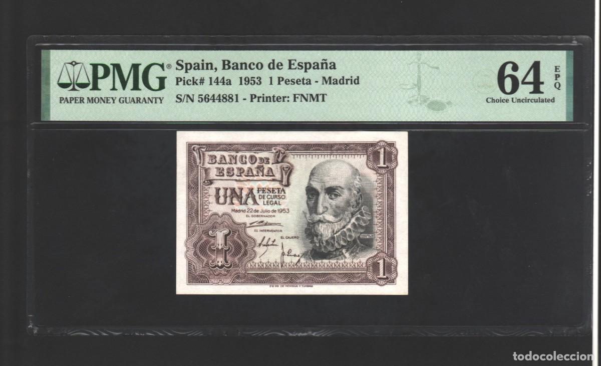 Billetes espa&ntilde;oles: SIN SERIE ** ESTADO ESPA&Ntilde;OL PMG EPQ | SOLO ACEPTO PAYPAL| BILLETE 1 PESETA 1953 LEER DESCRIPCION