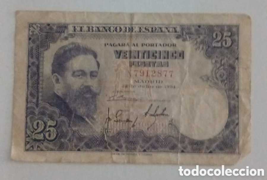 Billetes espa&ntilde;oles: BILLETE 25 PESETAS 1954. ISAAC ALBENIZ