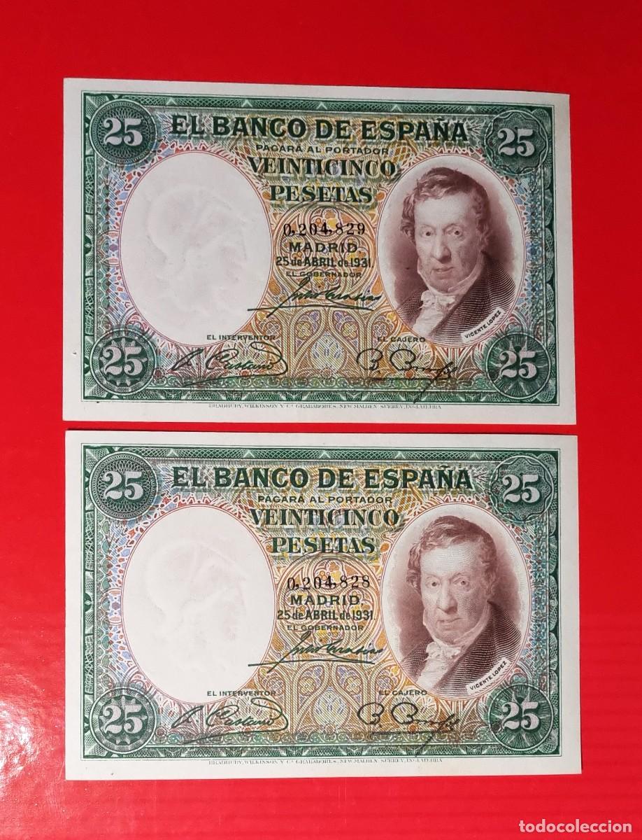 Billetes espa&ntilde;oles: PAREJA CONSECUTIVA ** SIN CIRCULAR | SOLO ACEPTO PAYPAL| BILLETE 25 PESETAS 1931 LEER DESCRIPC