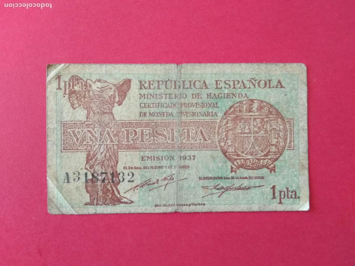 Billetes espa&ntilde;oles: BILLETE ESPA&Ntilde;A A&Ntilde;O 1937 1 PTA UNA PESETA REPUBLICA ESPA&Ntilde;OLA