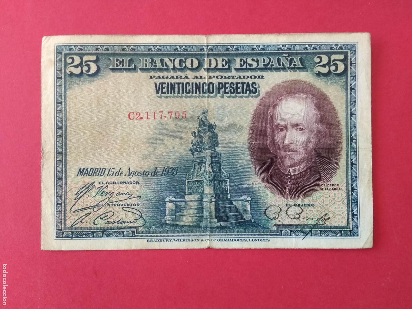 Billetes espa&ntilde;oles: BILLETE ESPA&Ntilde;A A&Ntilde;O 1928 BANCO DE ESPA&Ntilde;A 25 PESETAS VEINTICINCO PTAS