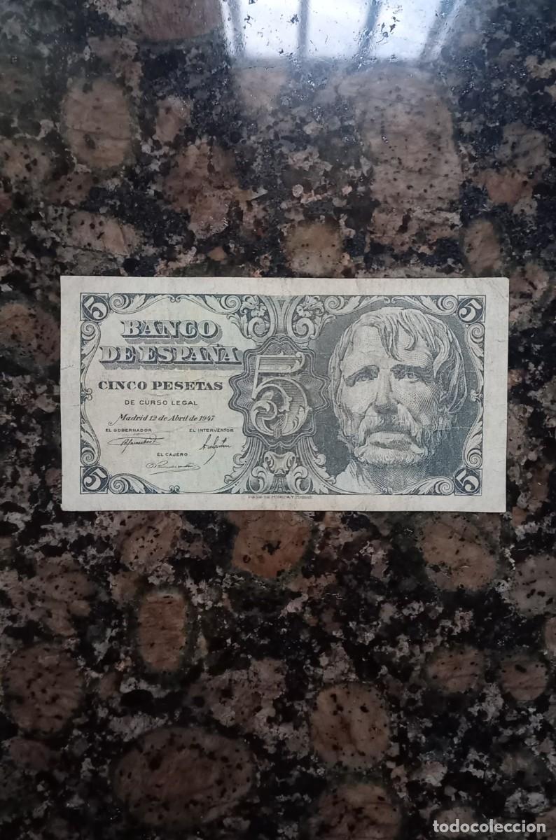 Billetes espa&ntilde;oles: Sin serie billete 5 pesetas 1947 seneca