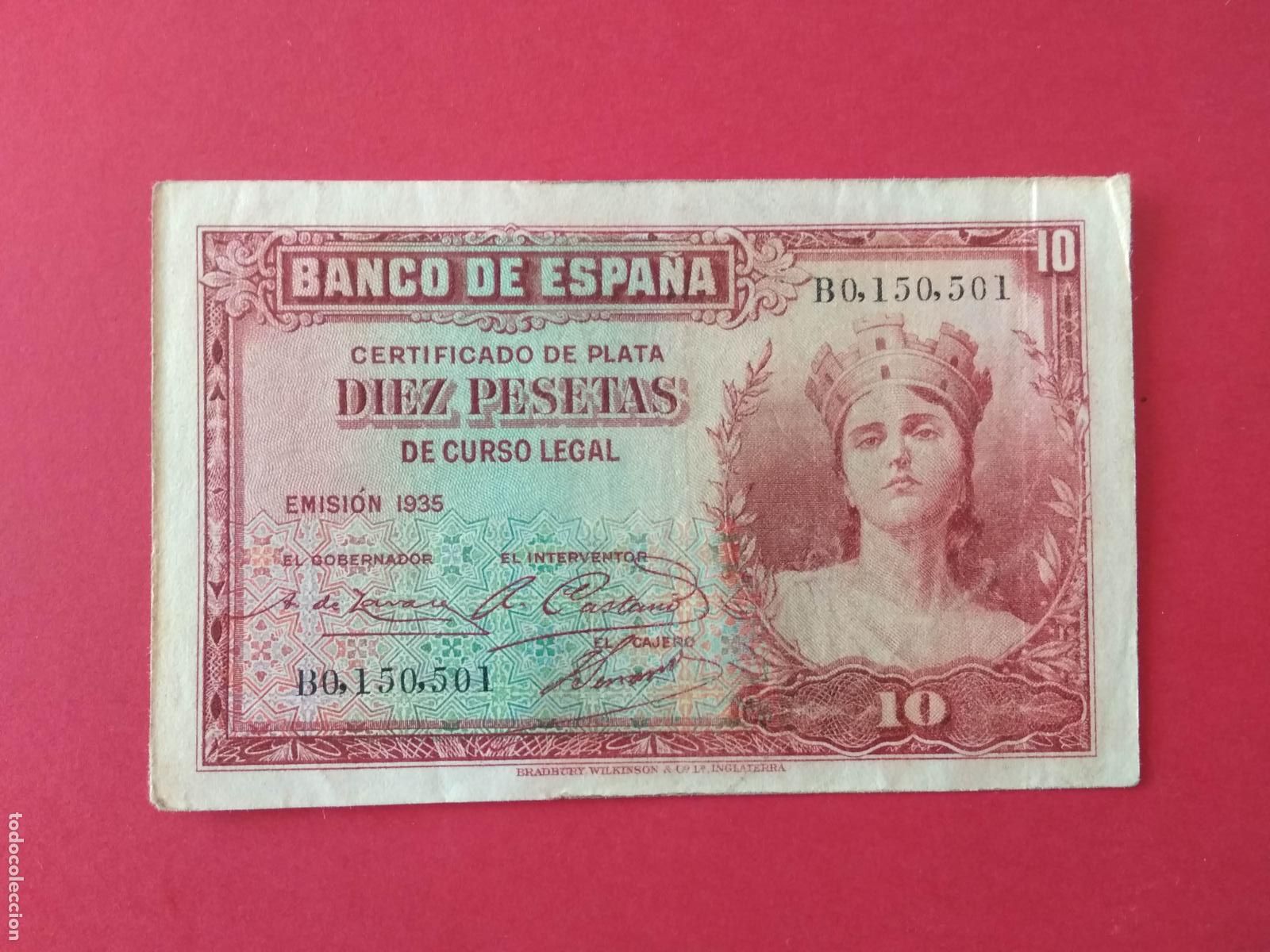 Billetes espa&ntilde;oles: BILLETE ESPA&Ntilde;A A&Ntilde;O 1935 BANCO DE ESPA&Ntilde;A 10 PESETAS DIEZ PTAS