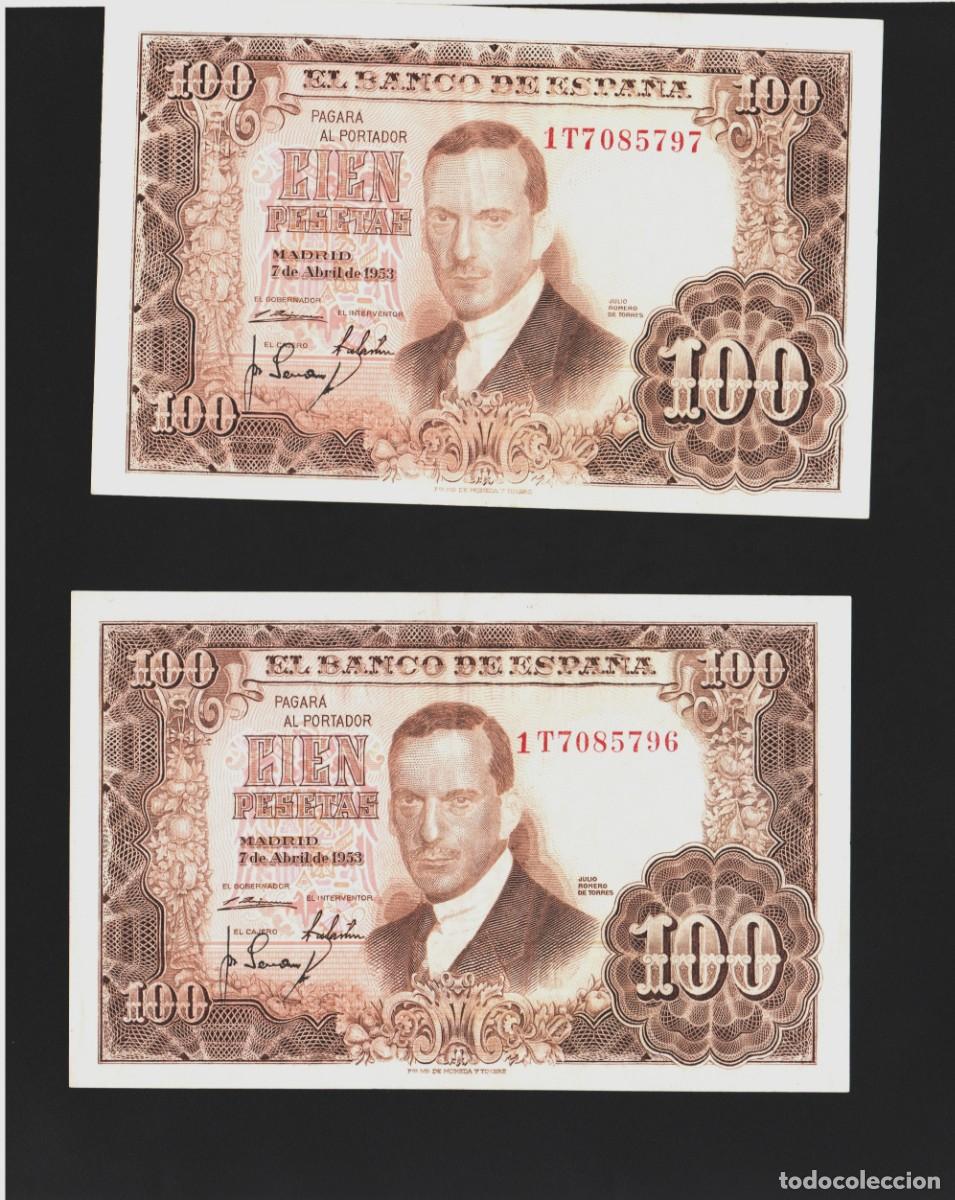 Billetes espa&ntilde;oles: PAREJA CONSECUTIVA EXCELENTES EJEMPLARES | SOLO ACEPTO PAYPAL| BILLETE 100 PESETAS 1953 LEER DESCRIP