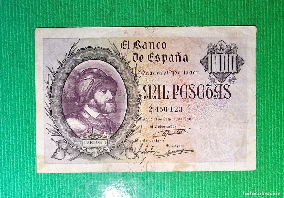 Billetes espa&ntilde;oles: ESTADO ESPA&Ntilde;OL CARLOS I MUY BUEN EJ | SOLO ACEPTO PAYPAL| BILLETE 1000 PESETAS 1940 LEER DESCRIPCION