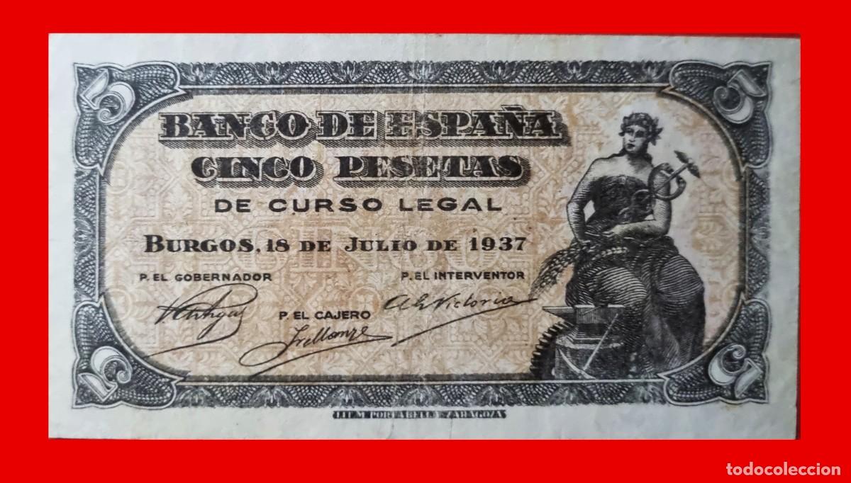 Billetes espa&ntilde;oles: ESTADO ESPA&Ntilde;OL PORTABELLA EXCELENTE | SOLO ACEPTO PAYPAL| BILLETE 5 PESETAS 1937 LEER DESCRIPCION